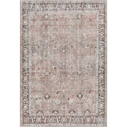Livabliss Colin-Washable Brown Orange Grey Traditionnal Vintage Boho Living Dining Rug 160 X 220 Cm Easy Care, Non Shedding - thumbnail 1