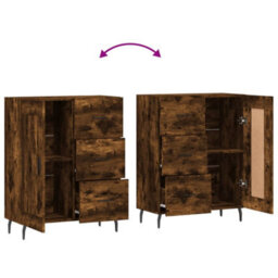Berkfield Modern Sideboard Smoked Oak 69.5X34X90 Cm Engineered Wood - thumbnail 9