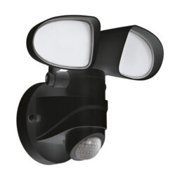 Ip44 Outdoor Wall Light With Pir Sensor - 6W Led In Black Plastic