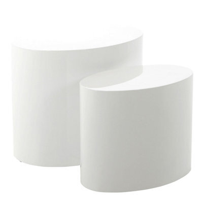 Furniture To Go Mice Oval Coffee Table In White Set Of 2 - image 1