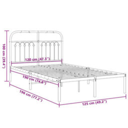 Berkfield Metal Bed Frame Without Mattress With Headboard Black 120X190Cm - thumbnail 8