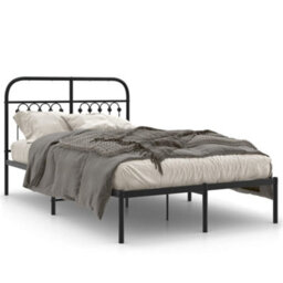 Berkfield Metal Bed Frame Without Mattress With Headboard Black 120X190Cm - thumbnail 2