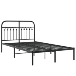 Berkfield Metal Bed Frame Without Mattress With Headboard Black 120X190Cm - thumbnail 3