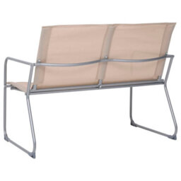 Berkfield 4 Piece Garden Lounge Set Fabric & Steel Cream - thumbnail 4