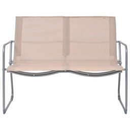 Berkfield 4 Piece Garden Lounge Set Fabric & Steel Cream - thumbnail 2
