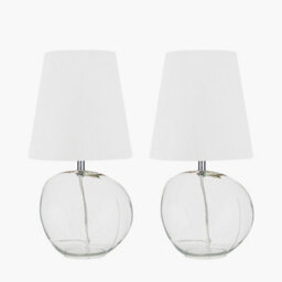 Pacific Lifestyle Set Of 2 Hallie Clear Glass And White Shade Table Lamp - thumbnail 3