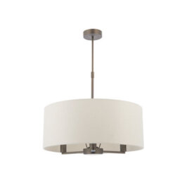 Anson Lighting Baja 3Lt Pendant Light Finished In Dark Antique Bronze Plate And Marble Fabric - thumbnail 2