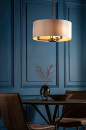 Anson Lighting Baja 3Lt Pendant Light Finished In Dark Antique Bronze Plate And Marble Fabric