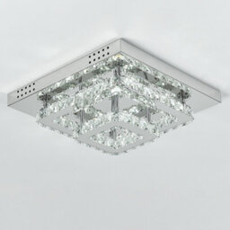 Living And Home Modern 2-Tiers Square Crystal Led Flush Ceiling Light Fixture Chandelier 40Cmx 40Cm, Cool White - thumbnail 3