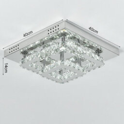 Living And Home Modern 2-Tiers Square Crystal Led Flush Ceiling Light Fixture Chandelier 40Cmx 40Cm, Cool White - thumbnail 5