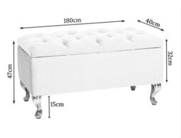 Londona 180Cm Chesterfield Ottoman Storage Bench - Plush Velvet Shoe Bench - White Upholstery Footstool With Storage - thumbnail 2