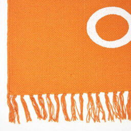 Homescapes Keep  Calm And Carry On Handwoven 100% Cotton Rug In Orange & White, 60 X 100 Cm - thumbnail 3