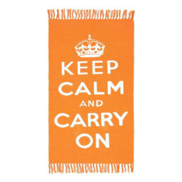 Homescapes Keep  Calm And Carry On Handwoven 100% Cotton Rug In Orange & White, 60 X 100 Cm - thumbnail 2