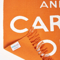 Homescapes Keep  Calm And Carry On Handwoven 100% Cotton Rug In Orange & White, 60 X 100 Cm - thumbnail 5
