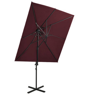 Berkfield Cantilever Umbrella With Double Top Bordeaux Red 250X250 Cm - image 1