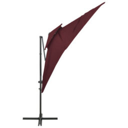 Berkfield Cantilever Umbrella With Double Top Bordeaux Red 250X250 Cm - thumbnail 3