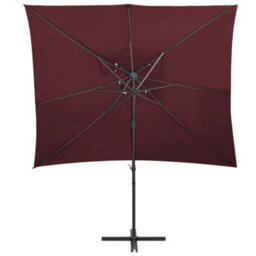 Berkfield Cantilever Umbrella With Double Top Bordeaux Red 250X250 Cm - thumbnail 2