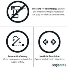 Safetots Curved Top Safety Gate, 216Cm - 225Cm, Matt Grey, Pressure Fit Stair Gate - thumbnail 4