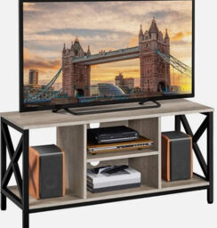 Tv Stands With Shelves Tv Console Unit For Living Room  Entertainment Room Grey - thumbnail 1
