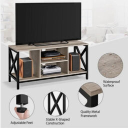 Tv Stands With Shelves Tv Console Unit For Living Room  Entertainment Room Grey - thumbnail 5