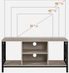 Tv Stands With Shelves Tv Console Unit For Living Room  Entertainment Room Grey - thumbnail 4