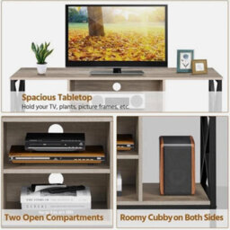 Tv Stands With Shelves Tv Console Unit For Living Room  Entertainment Room Grey - thumbnail 7