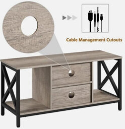 Tv Stands With Shelves Tv Console Unit For Living Room  Entertainment Room Grey - thumbnail 6