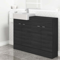 Royal Bathrooms Elena 1200mm Floor Standing Bathroom Vanity Sink Unit Hale Black Cabinet 4 Door With Semi Recessed Basin - thumbnail 5