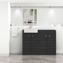 Royal Bathrooms Elena 1200mm Floor Standing Bathroom Vanity Sink Unit Hale Black Cabinet 4 Door With Semi Recessed Basin - thumbnail 4