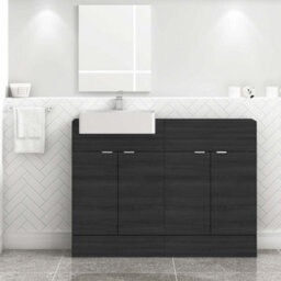 Royal Bathrooms Elena 1200mm Floor Standing Bathroom Vanity Sink Unit Hale Black Cabinet 4 Door With Semi Recessed Basin - thumbnail 1