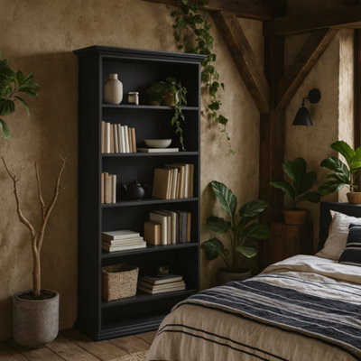 Wyld Haus Osaka Farmhouse Dark Grey Wooden Tall Bookcase - image 1