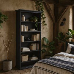 Wyld Haus Osaka Farmhouse Dark Grey Wooden Tall Bookcase - thumbnail 1