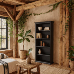 Wyld Haus Osaka Farmhouse Dark Grey Wooden Tall Bookcase - thumbnail 2