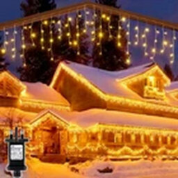 400 Icicle Lights 12M Christmas Outdoor Lights Bright Snowing Led Xmas Effect Warm White - thumbnail 1