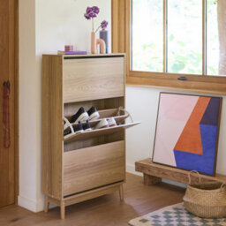 Scandi-Style Shoe Cabinet With Wood Effct Natural - Sweeek - thumbnail 5