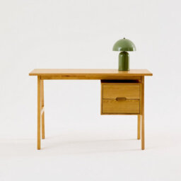 Sweeek - Desk With 2 Drawers Hevea Wood And Oak Veneer Natural 120X57X76 Cm - Alana - thumbnail 1