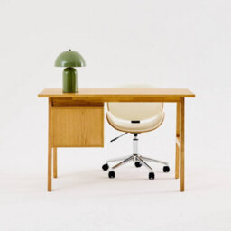 Sweeek - Desk With 2 Drawers Hevea Wood And Oak Veneer Natural 120X57X76 Cm - Alana - thumbnail 8