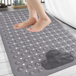 Grey Non Slip Shower Bath Mat 60 X 90 Cm Anti Mold Rubber Foot Massage Mat - thumbnail 1