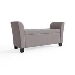 Grey Upholstered Window Seat Storage Stool Bench Living Bedroom - thumbnail 1
