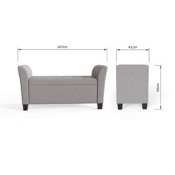 Grey Upholstered Window Seat Storage Stool Bench Living Bedroom - thumbnail 2