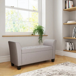 Grey Upholstered Window Seat Storage Stool Bench Living Bedroom - thumbnail 4