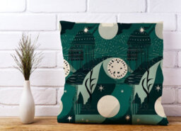 Warren Reed Designer Abstact Green Cream Moon And Stars Cushions 45Cm X 45Cm - thumbnail 2