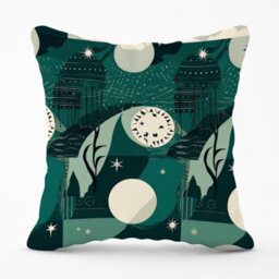 Warren Reed Designer Abstact Green Cream Moon And Stars Cushions 45Cm X 45Cm - thumbnail 1