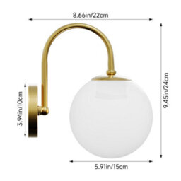 Living And Home Gold Modern Wall Light With Glass Lamp Shade ,brass Effect Wall Light - thumbnail 9
