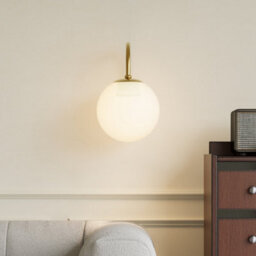 Living And Home Gold Modern Wall Light With Glass Lamp Shade ,brass Effect Wall Light - thumbnail 2