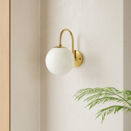 Living And Home Gold Modern Wall Light With Glass Lamp Shade ,brass Effect Wall Light - thumbnail 3