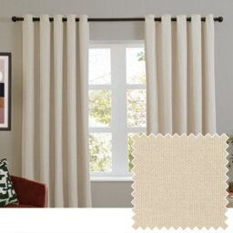 furn. Furn Soft Chenille Blackout Eyelet Curtain Pair, Ecru, (W) 229 X (D) 137Cm - thumbnail 1