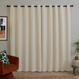 furn. Furn Soft Chenille Blackout Eyelet Curtain Pair, Ecru, (W) 229 X (D) 137Cm - thumbnail 3