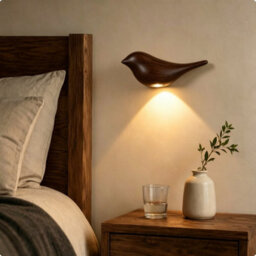 Amorly Dark Wood Grain Bird Wall Sconce, Rechargeable Motion Sensor Wireless Wall Light,for Bedroom, Hallway, Stairway (Right Facing) - thumbnail 2