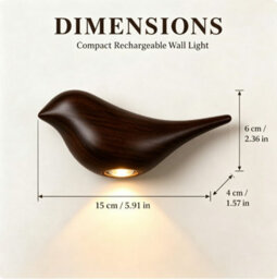 Amorly Dark Wood Grain Bird Wall Sconce, Rechargeable Motion Sensor Wireless Wall Light,for Bedroom, Hallway, Stairway (Right Facing) - thumbnail 4